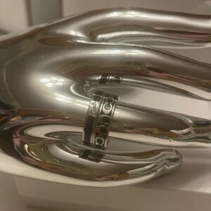 Coach Silver and Black Stackable Rings (set of 2)